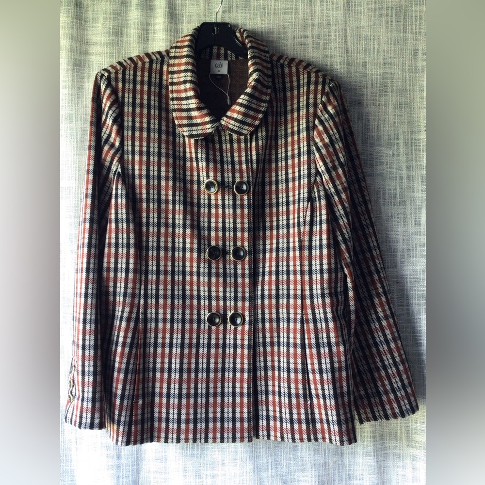 CAbi Checkered Jacket in Brown, Rust and Black